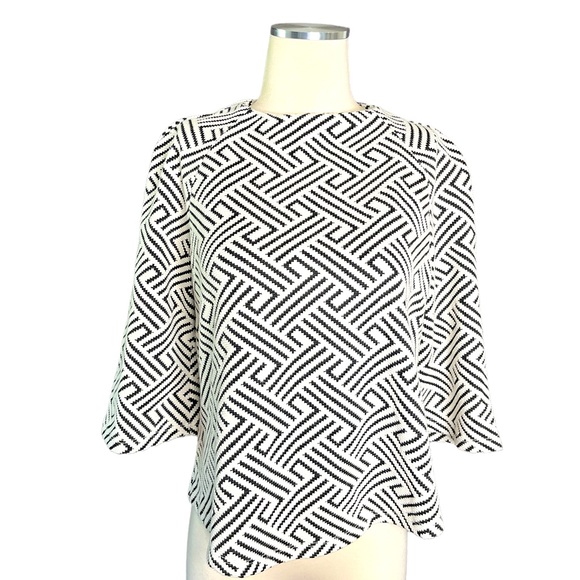 W5 Tops - W5 Geometric Egyptian Key 3/4 sleeve Top Sz S
